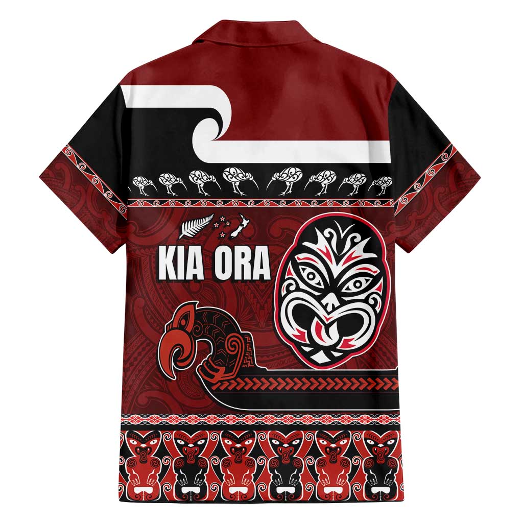 New Zealand Culture Family Matching Puletasi and Hawaiian Shirt Kia Ora Aotearoa Moko Tattoo Mask with Waka and Maori Art Pattern LT03 - Polynesian Pride