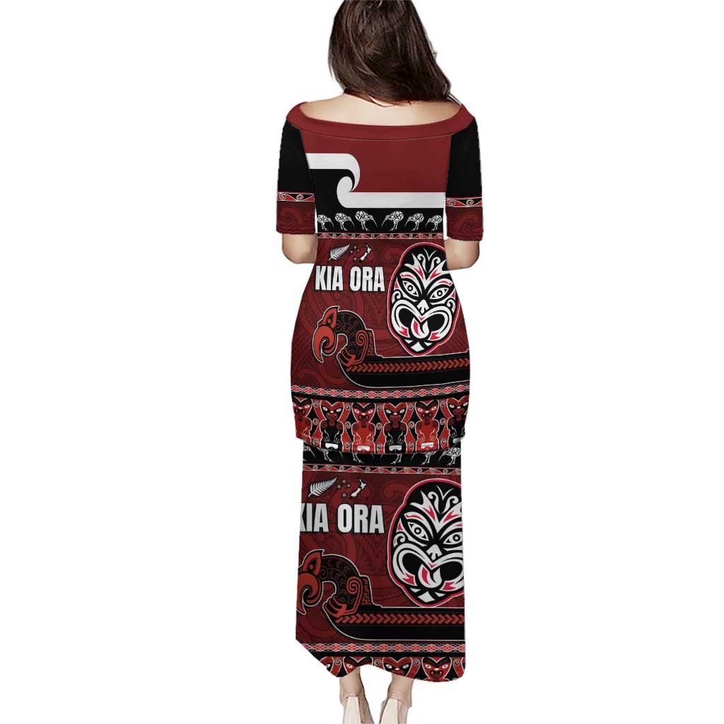 New Zealand Culture Puletasi Kia Ora Aotearoa Moko Tattoo Mask with Waka and Maori Art Pattern LT03 - Polynesian Pride