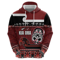 New Zealand Culture Zip Hoodie Kia Ora Aotearoa Moko Tattoo Mask with Waka and Maori Art Pattern LT03 - Polynesian Pride