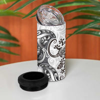 New Zealand Gecko Maori Art Tattoo 4 in 1 Can Cooler Tumbler White Color