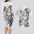 New Zealand Gecko Maori Art Tattoo Couples Matching Long Sleeve Bodycon Dress and Hawaiian Shirt White Color