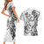 New Zealand Gecko Maori Art Tattoo Couples Matching Short Sleeve Bodycon Dress and Hawaiian Shirt White Color