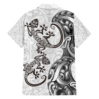 New Zealand Gecko Maori Art Tattoo Family Matching Long Sleeve Bodycon Dress and Hawaiian Shirt White Color LT03 - Polynesian Pride