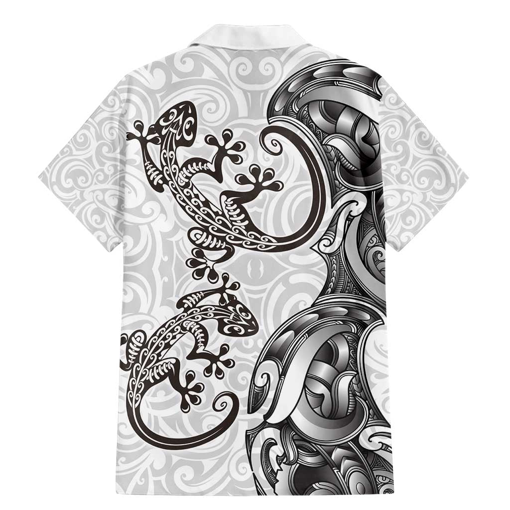 New Zealand Gecko Maori Art Tattoo Family Matching Mermaid Dress and Hawaiian Shirt White Color LT03 - Polynesian Pride