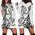 New Zealand Gecko Maori Art Tattoo Hoodie Dress White Color