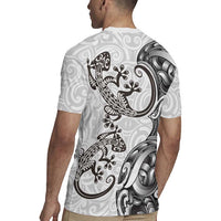 New Zealand Gecko Maori Art Tattoo Rugby Jersey White Color