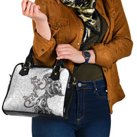 New Zealand Gecko Maori Art Tattoo Shoulder Handbag White Color