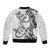 New Zealand Gecko Maori Art Tattoo Sleeve Zip Bomber Jacket White Color