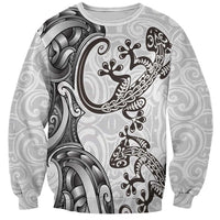 New Zealand Gecko Maori Art Tattoo Sweatshirt White Color