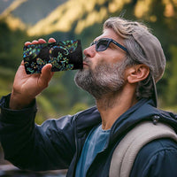 New Zealand Gecko Maori Art Tattoo 4 in 1 Can Cooler Tumbler Paua Shell Mode with Silver Fern Pattern