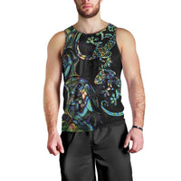 New Zealand Gecko Maori Art Tattoo Men Tank Top Silver Fern and Paua Shell Mode