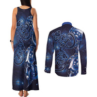 New Zealand Gecko Maori Art Tattoo Couples Matching Tank Maxi Dress and Long Sleeve Button Shirt Matariki Mode