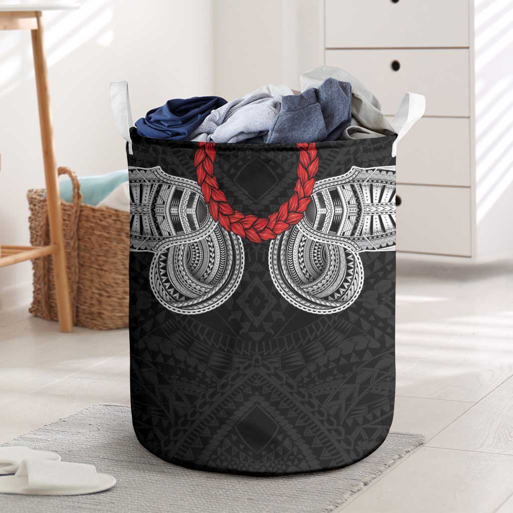 Samoan Traditional Art Tattoos Laundry Basket Tatau Tribal Motifs with Ula Fala Black - Polynesian Pride