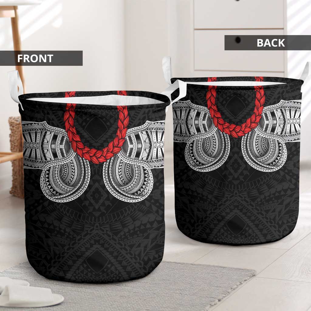 Samoan Traditional Art Tattoos Laundry Basket Tatau Tribal Motifs with Ula Fala Black - Polynesian Pride