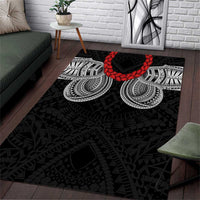 Samoan Traditional Art Tattoos Area Rug Tatau Tribal Motifs with Ula Fala Black - Polynesian Pride