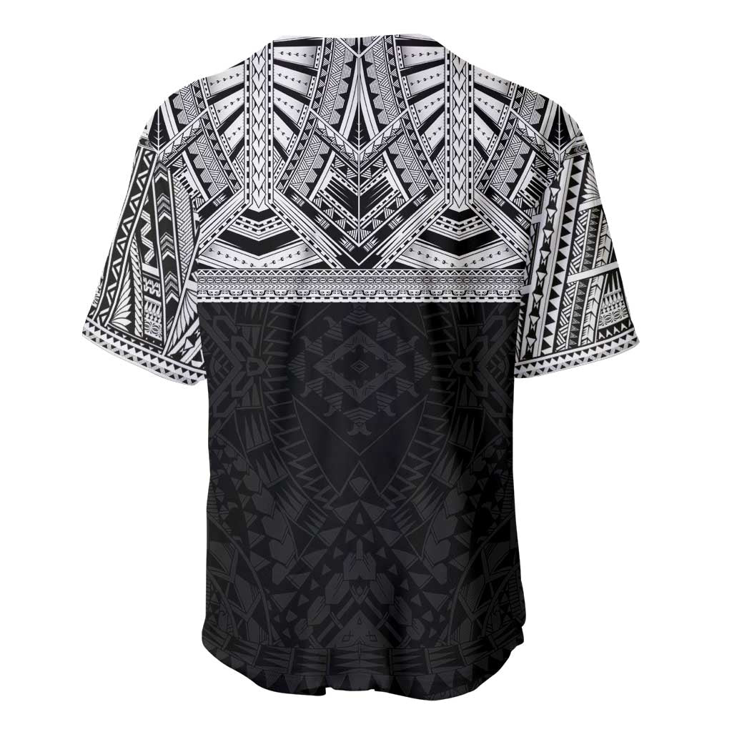 Samoan Traditional Art Tattoos Baseball Jersey Tatau Tribal Motifs with Ula Fala Black - Polynesian Pride