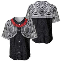 Samoan Traditional Art Tattoos Baseball Jersey Tatau Tribal Motifs with Ula Fala Black - Polynesian Pride