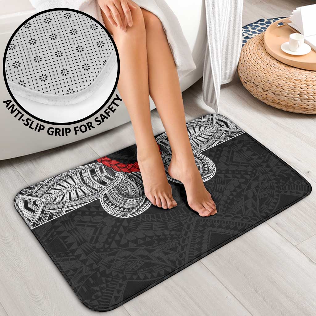 Samoan Traditional Art Tattoos Bathroom Set Tatau Tribal Motifs with Ula Fala Black - Polynesian Pride