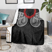 Samoan Traditional Art Tattoos Blanket Tatau Tribal Motifs with Ula Fala Black - Polynesian Pride