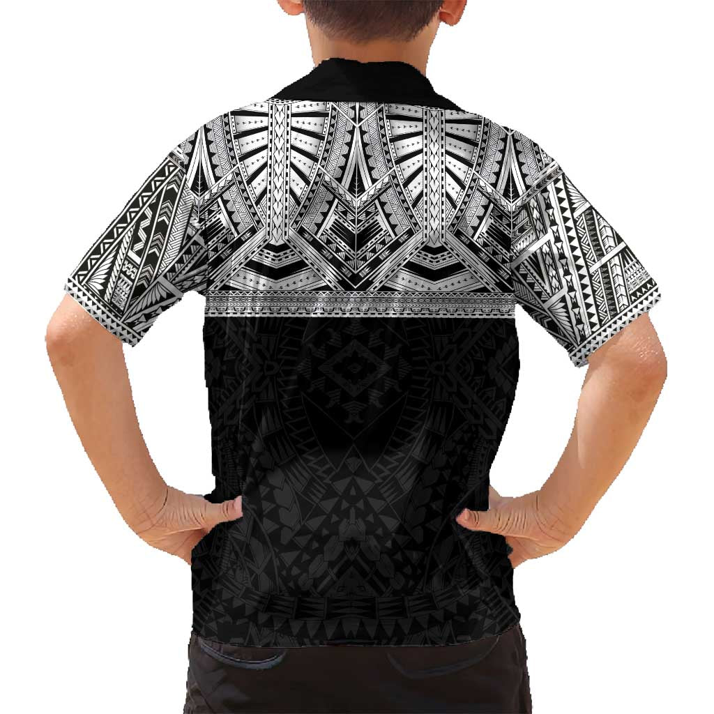 Samoan Traditional Art Tattoos Family Matching Long Sleeve Bodycon Dress and Hawaiian Shirt Tatau Tribal Motifs with Ula Fala Black - Polynesian Pride