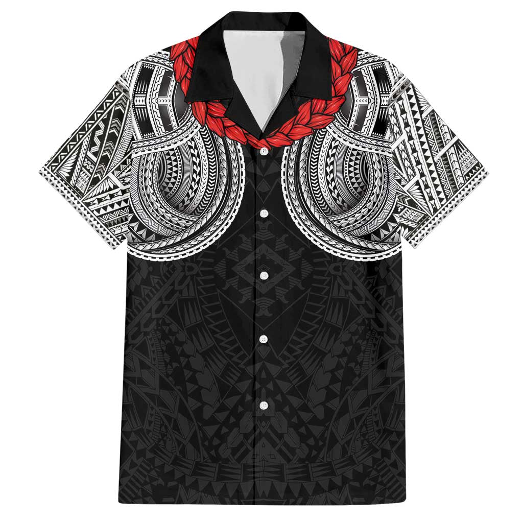 Samoan Traditional Art Tattoos Family Matching Short Sleeve Bodycon Dress and Hawaiian Shirt Tatau Tribal Motifs with Ula Fala Black - Polynesian Pride