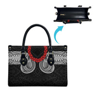 Samoan Traditional Art Tattoos Leather Bag Tatau Tribal Motifs with Ula Fala Black - Polynesian Pride