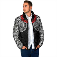 Samoan Traditional Art Tattoos Padded Jacket Tatau Tribal Motifs with Ula Fala Black - Polynesian Pride