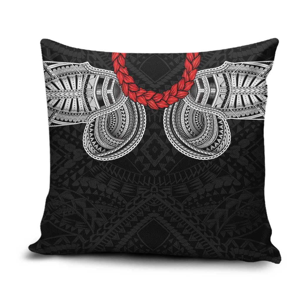 Samoan Traditional Art Tattoos Pillow Cover Tatau Tribal Motifs with Ula Fala Black - Polynesian Pride