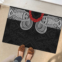 Samoan Traditional Art Tattoos Rubber Doormat Tatau Tribal Motifs with Ula Fala Black - Polynesian Pride