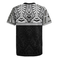 Samoan Traditional Art Tattoos Rugby Jersey Tatau Tribal Motifs with Ula Fala Black - Polynesian Pride