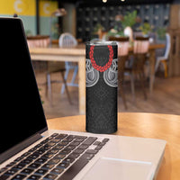 Samoan Traditional Art Tattoos Skinny Tumbler Tatau Tribal Motifs with Ula Fala Black - Polynesian Pride