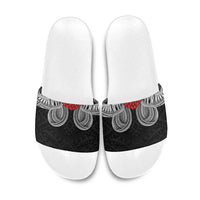 Samoan Traditional Art Tattoos Slide Sandals Tatau Tribal Motifs with Ula Fala Black - Polynesian Pride