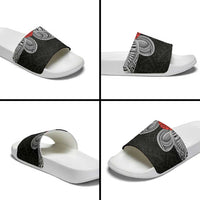 Samoan Traditional Art Tattoos Slide Sandals Tatau Tribal Motifs with Ula Fala Black - Polynesian Pride