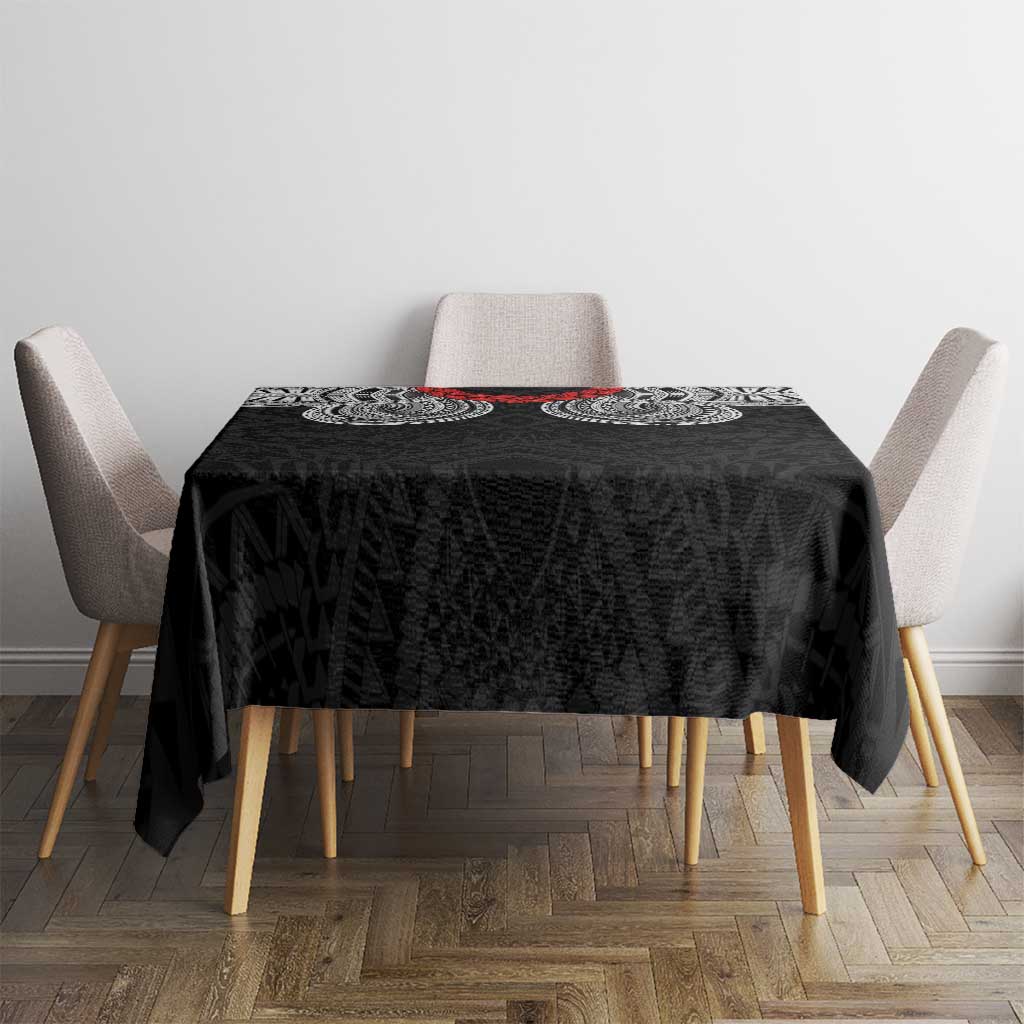 Samoan Traditional Art Tattoos Tablecloth Tatau Tribal Motifs with Ula Fala Black - Polynesian Pride