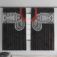 Samoan Traditional Art Tattoos Window Curtain Tatau Tribal Motifs with Ula Fala Black - Polynesian Pride