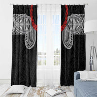 Samoan Traditional Art Tattoos Window Curtain Tatau Tribal Motifs with Ula Fala Black - Polynesian Pride