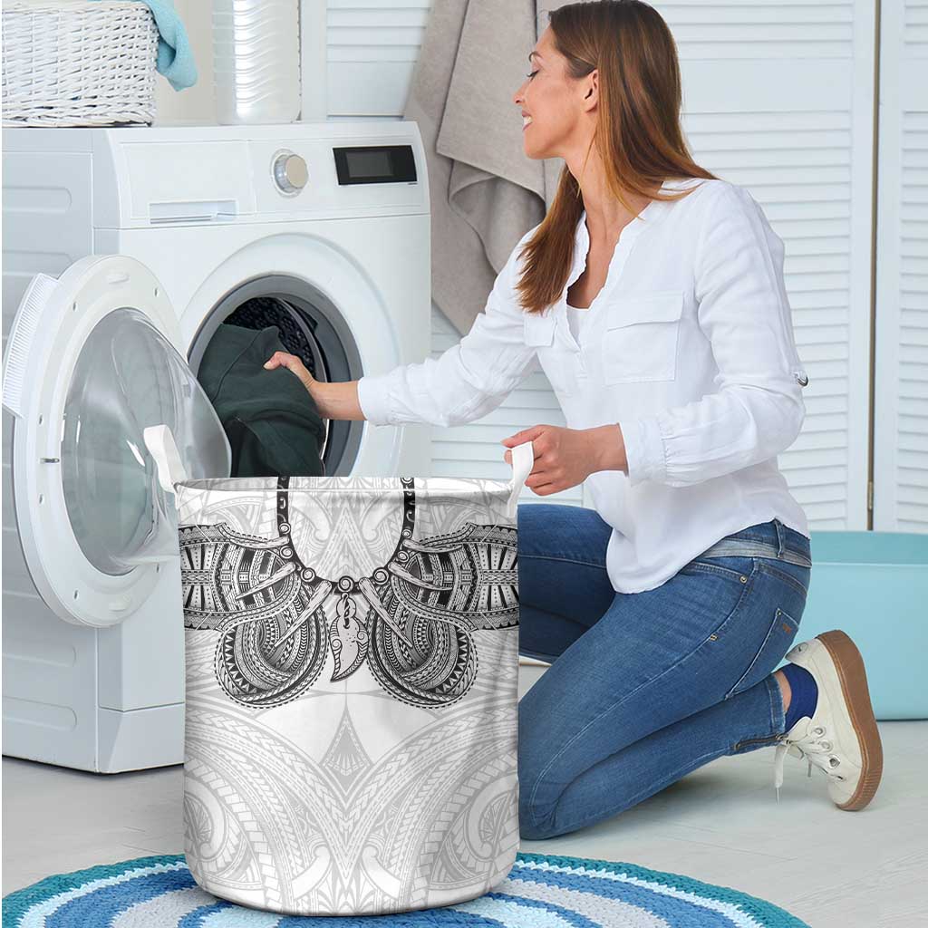 Samoan Traditional Art Tattoos Laundry Basket Tatau Tribal Motifs with Ula Nifo White - Polynesian Pride