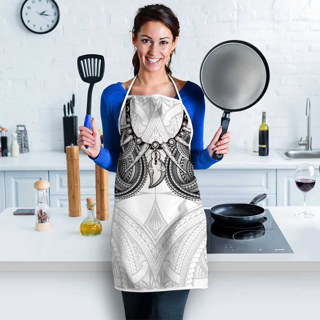 Samoan Traditional Art Tattoos Apron Tatau Tribal Motifs with Ula Nifo White - Polynesian Pride