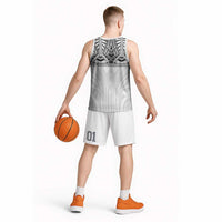 Samoan Traditional Art Tattoos Basketball Jersey Tatau Tribal Motifs with Ula Nifo White LT03 - Polynesian Pride