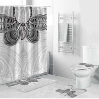 Samoan Traditional Art Tattoos Bathroom Set Tatau Tribal Motifs with Ula Nifo White - Polynesian Pride