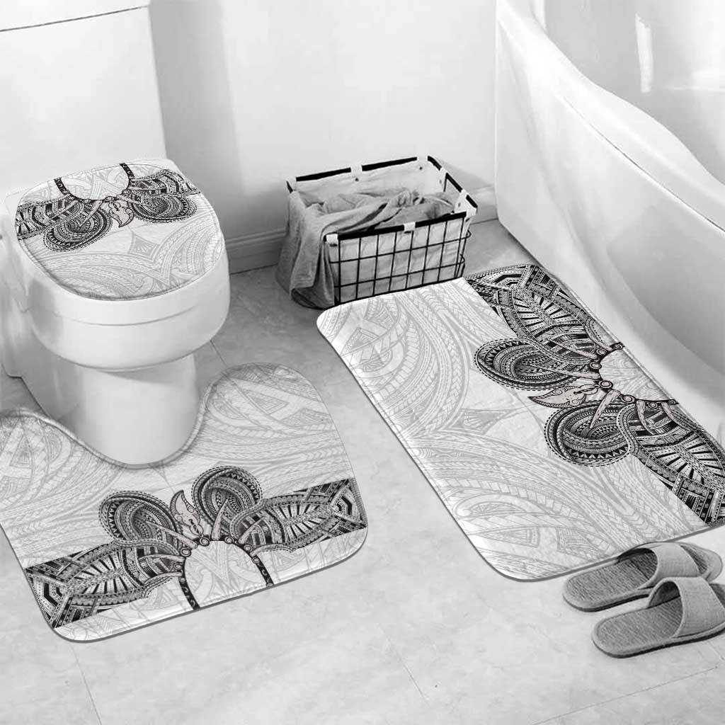 Samoan Traditional Art Tattoos Bathroom Set Tatau Tribal Motifs with Ula Nifo White - Polynesian Pride