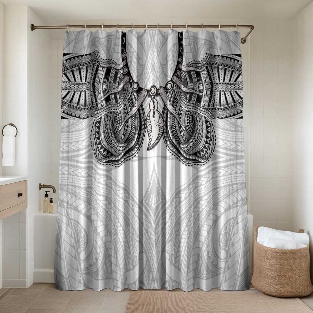 Samoan Traditional Art Tattoos Bathroom Set Tatau Tribal Motifs with Ula Nifo White - Polynesian Pride