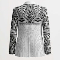 Samoan Traditional Art Tattoos Blazer Tatau Tribal Motifs with Ula Nifo White - Polynesian Pride
