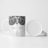 Samoan Traditional Art Tattoos Ceramic Mug Tatau Tribal Motifs with Ula Nifo White - Polynesian Pride