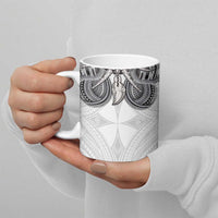 Samoan Traditional Art Tattoos Ceramic Mug Tatau Tribal Motifs with Ula Nifo White - Polynesian Pride