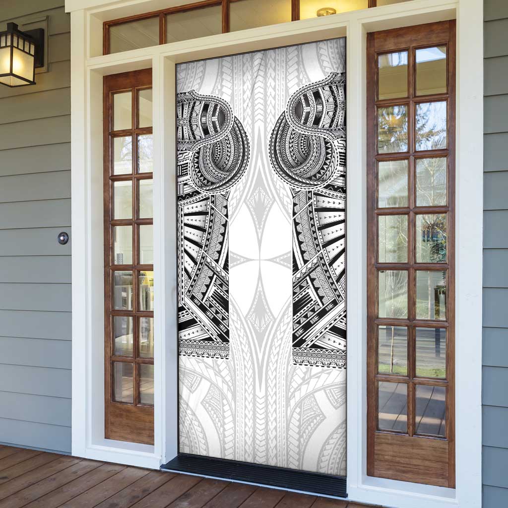 Samoan Traditional Art Tattoos Door Cover Tatau Tribal Motifs with Ula Nifo White - Polynesian Pride