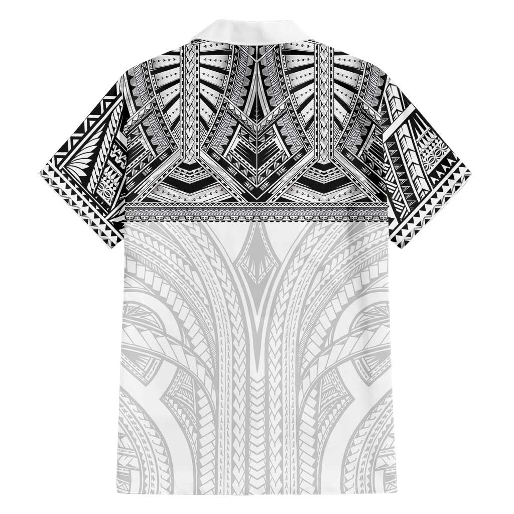 Samoan Traditional Art Tattoos Family Matching Tank Maxi Dress and Hawaiian Shirt Tatau Tribal Motifs with Ula Nifo White LT03 - Polynesian Pride
