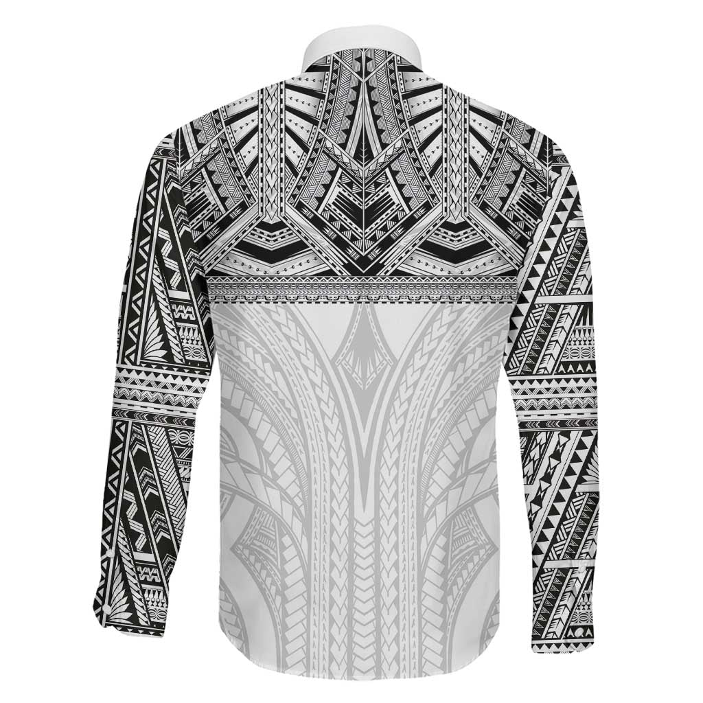 Samoan Traditional Art Tattoos Family Matching Tank Maxi Dress and Hawaiian Shirt Tatau Tribal Motifs with Ula Nifo White LT03 - Polynesian Pride