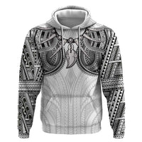 Samoan Traditional Art Tattoos Hoodie Tatau Tribal Motifs with Ula Nifo White - Polynesian Pride