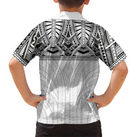 Samoan Traditional Art Tattoos Kid Hawaiian Shirt Tatau Tribal Motifs with Ula Nifo White LT03 - Polynesian Pride